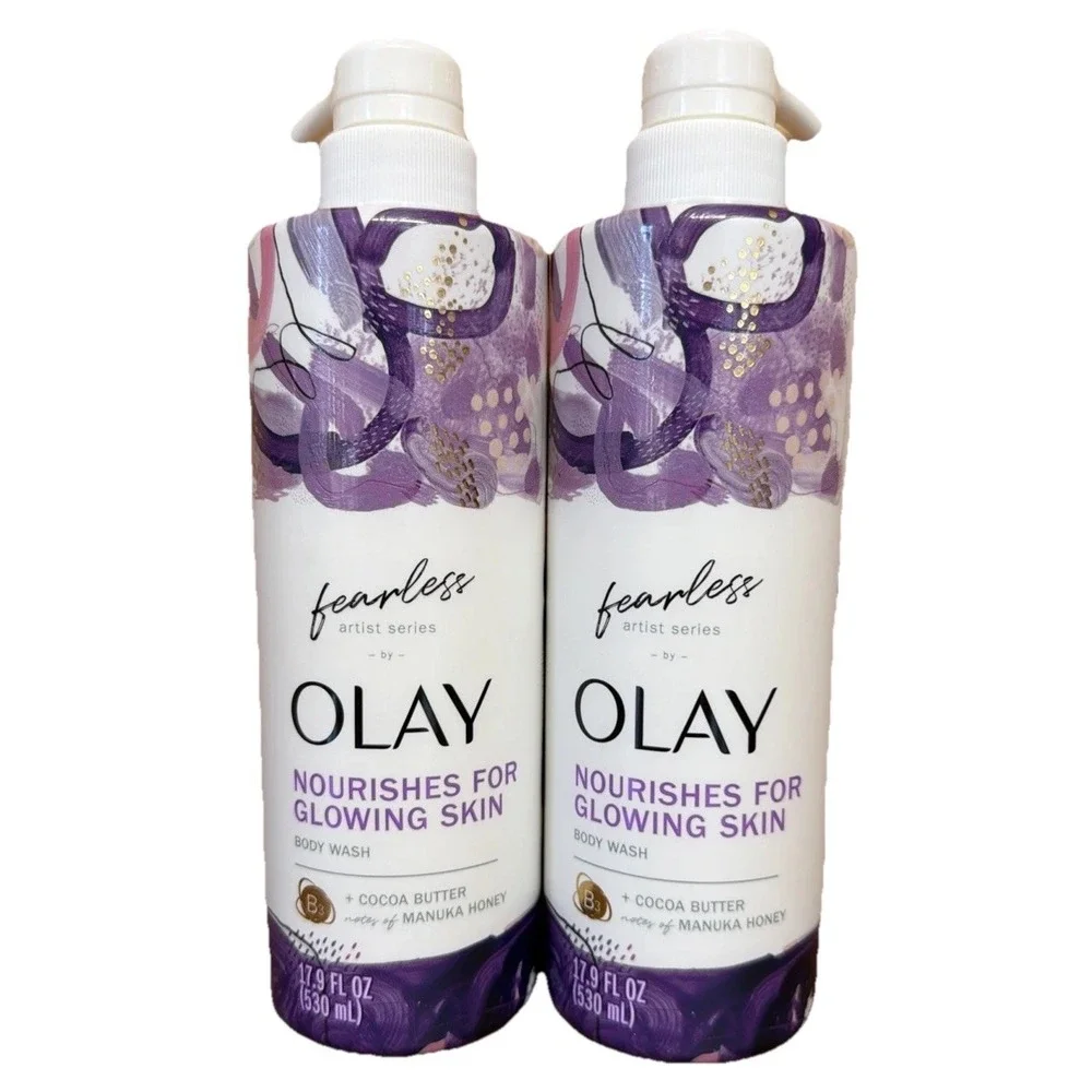 Olay Fearless Artist Series Body Wash Cocoa Butter Manuka Honey 17.9 oz lot of 2